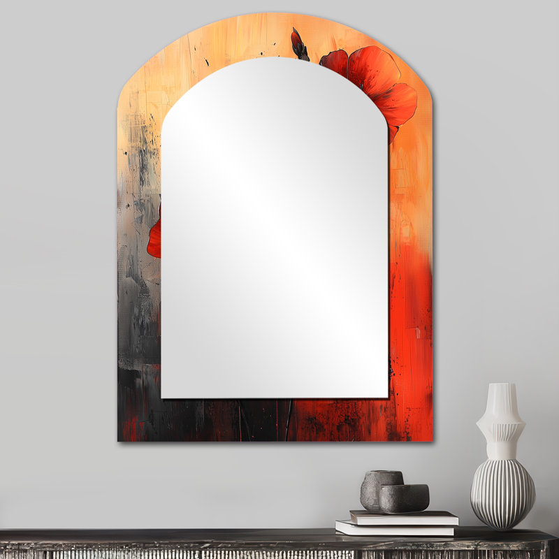 Miroir mural arqué ardent traditionnel, 34 po x 25 po