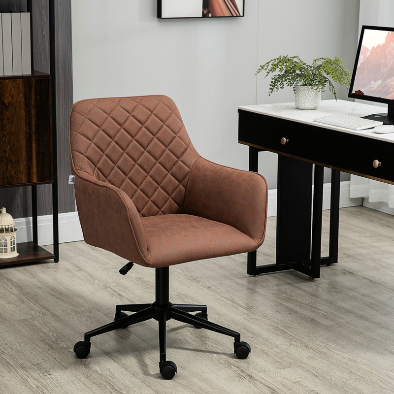 Siège de bureau brun, dossier moyen, hauteur réglable, rembourrage en microfibre, option pratique de sièges confortables avec rembourrage,