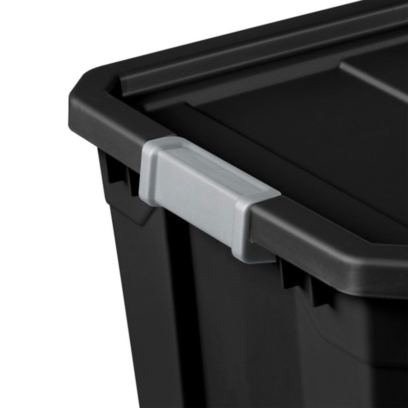 Sterilite Rugged Industrial Stackable Storage Tote w/ Lid, Black