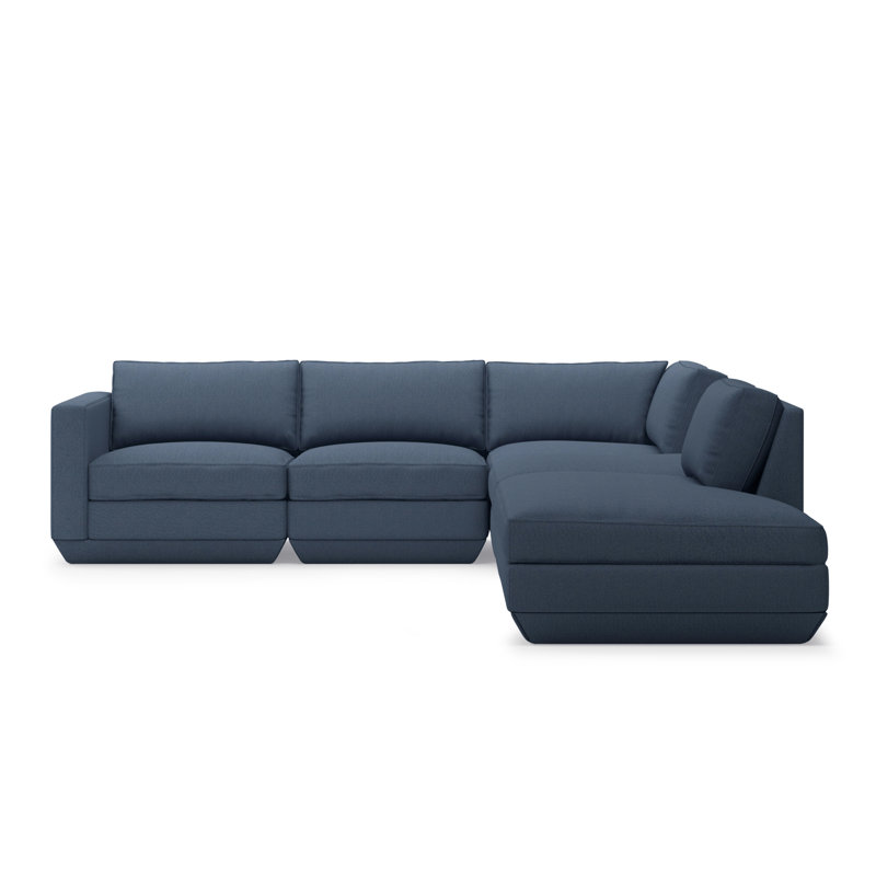 Podium Modular 5-Piece Seating Group, Right Hand Facing, Hanson Navy