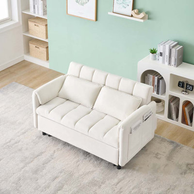 Modern Sofa, Small Love Seat, Casual Sofa With Back, 3 In 1 Convertible Sleep Sofa Bed, Comfy Couch by Wrought Studio
