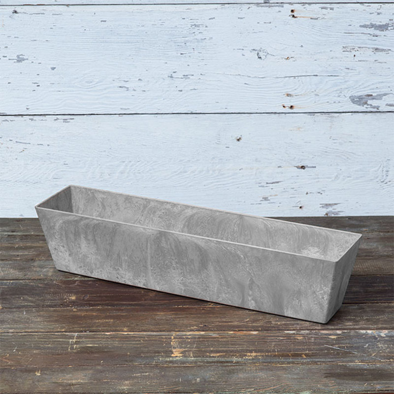 Boîte à fleurs en résine pour fenêtre à arrosage automatique Wendover, Gris, H 6,75 po x l 29 po x P 6,75 po