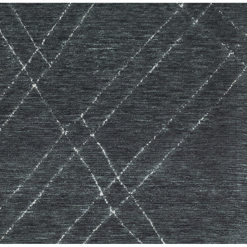 Wendell Abstract Hand Tufted Wool Area Rug in Navy/White, Rectangle 2' x 4'