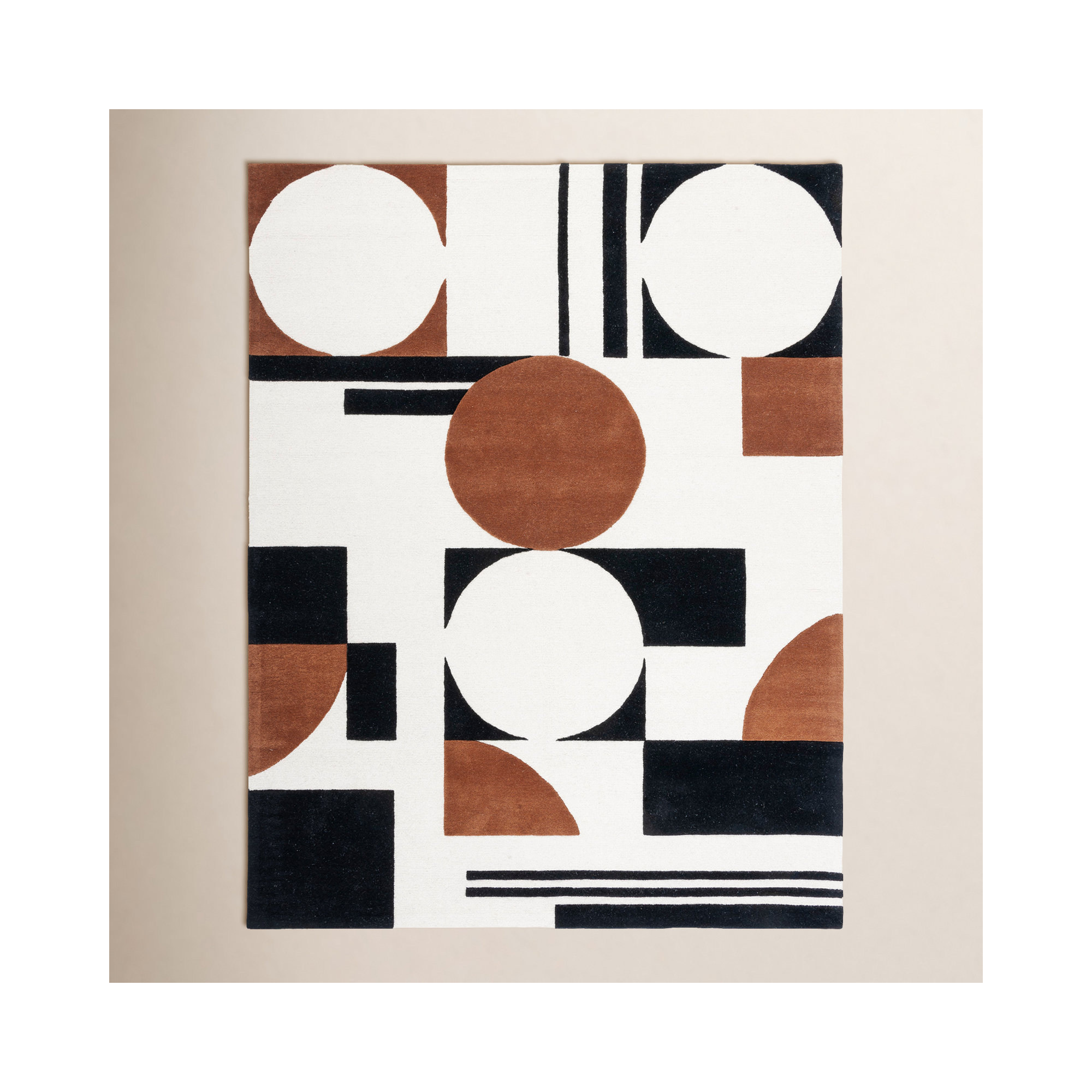 Antoni Handmade Wool Ivory/Black/Brown Rug, Rectangle 9' x 12'