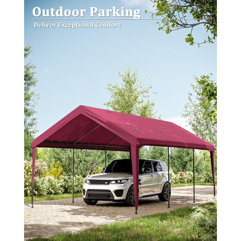 Carport Canopy Replacement Cover With Ball Bungees (Frame Is Not Included), Fuchsia Red, 112.8" H x 120" W x 240" D