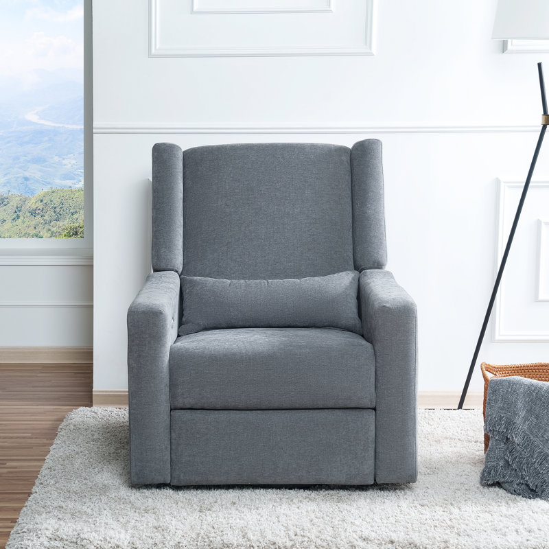 Cutlor Luxury Power Motion Recliner  Swivel Glider, Upholstered Reclining Sofa Chair with Lumbar Support, Gray Linen