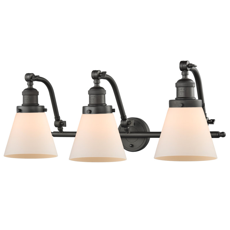 Kawamoto 3 - Light Dimmable Vanity Light, Oil Rubbed Bronze, Matte White Cased, 6 Watt Vinage LED Bulb