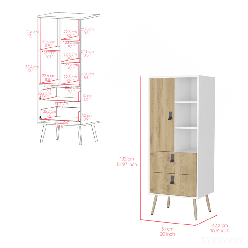 Grande commode Magness, chambre, blanc / Macadamia