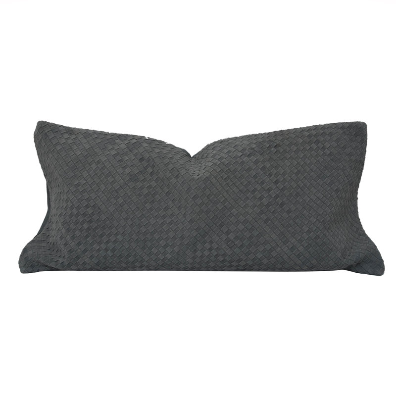 Coussin lombaire rustique en cuir véritable sud-ouest 14 pi x 30 po, Gris