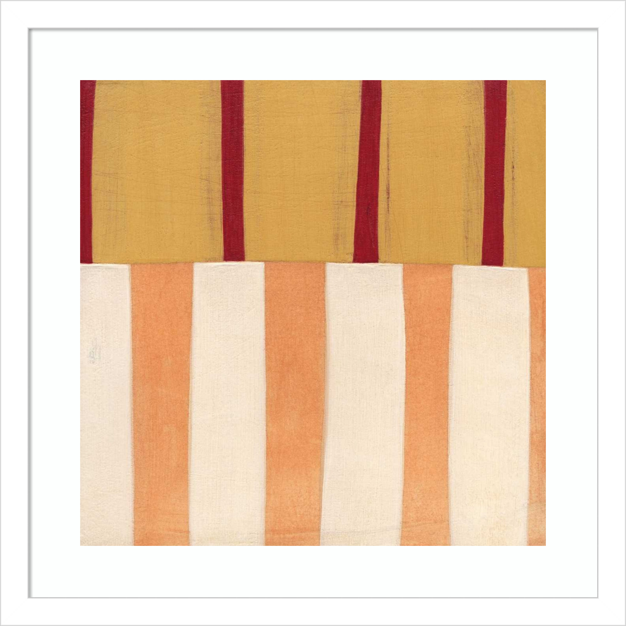 Broken Stripes 3 by Laura Nugent, 17" H x 17" W x 1" D, White