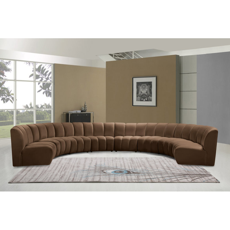 Canapé modulaire en velours Infinity, Velours brun, 8 pièces