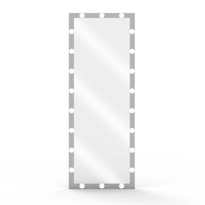 Hollywood Full Length Mirror With Lights Full Body Vanity Mirror With 3 Color Modes Lighted Standing Floor Mirror For Dressing Room Bedroom Wall Mounted Touch Control Silver 63"X24"