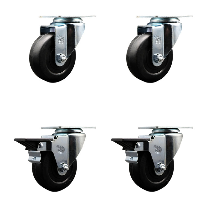 4 Piece Hard Rubber Caster Set