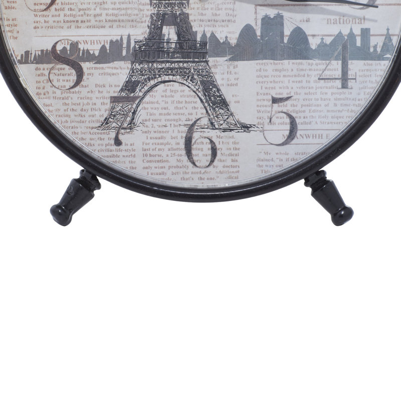 Rustic Analogue Metal Tabletop Clock in Brown/Black/Blue