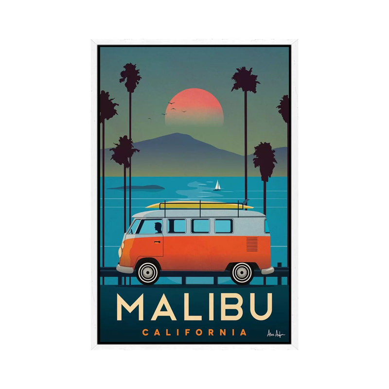 Malibu - Painting on Canvas, 66.04cm H x 45.72cm W x 3.81cm D, White Framed