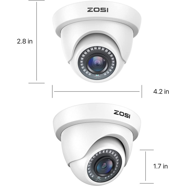 ZOSI Wired 1080P White Indoor Dome TVI Security Camera Compatible for TVI DVRs