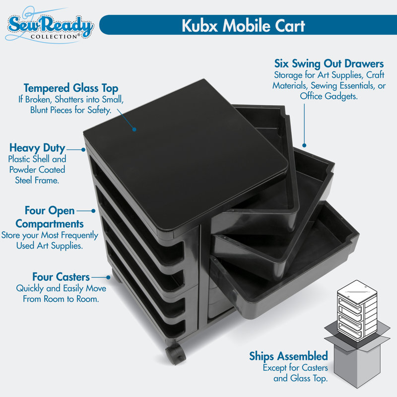 Kubx 25'' H Utility Cart with Wheels, Black