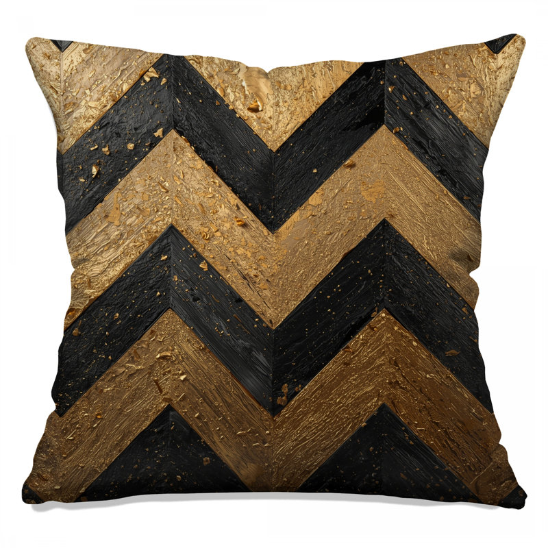 Coussins décoratifs à chevrons dorés et noirs, 20 po x 20 po