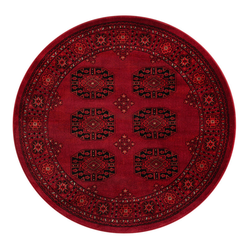 Tapis oriental rouge Amro, Round 3'1"