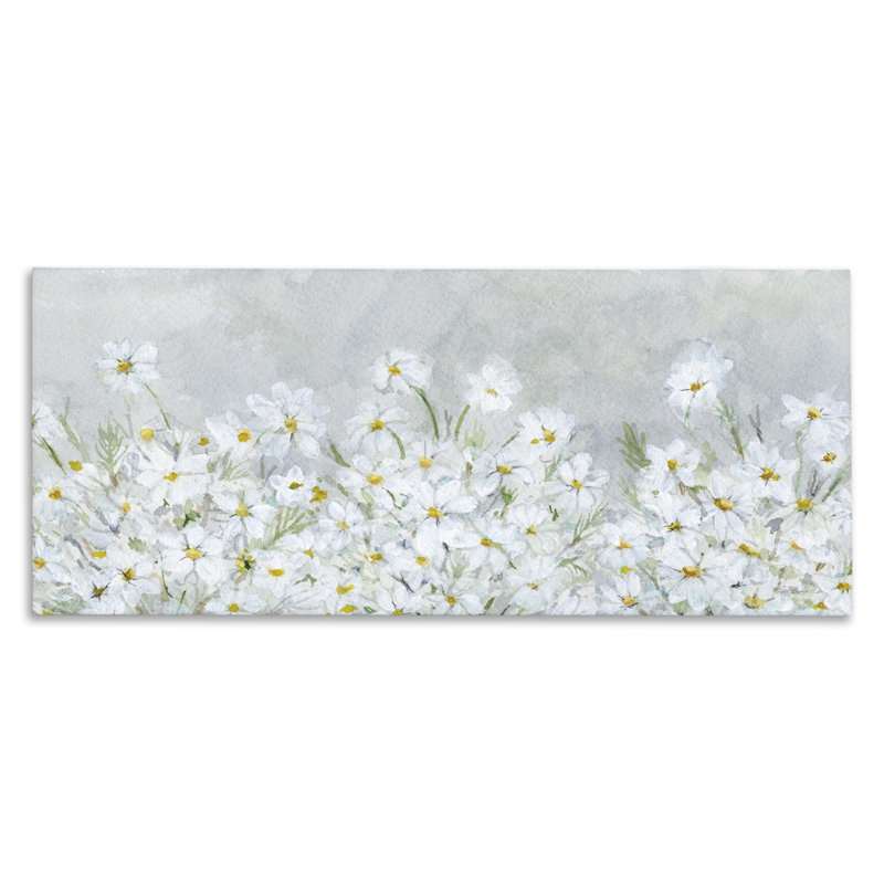"Subtle Brushed Daisies", art mural par Patti Bishop, H 20 po x l 48 po