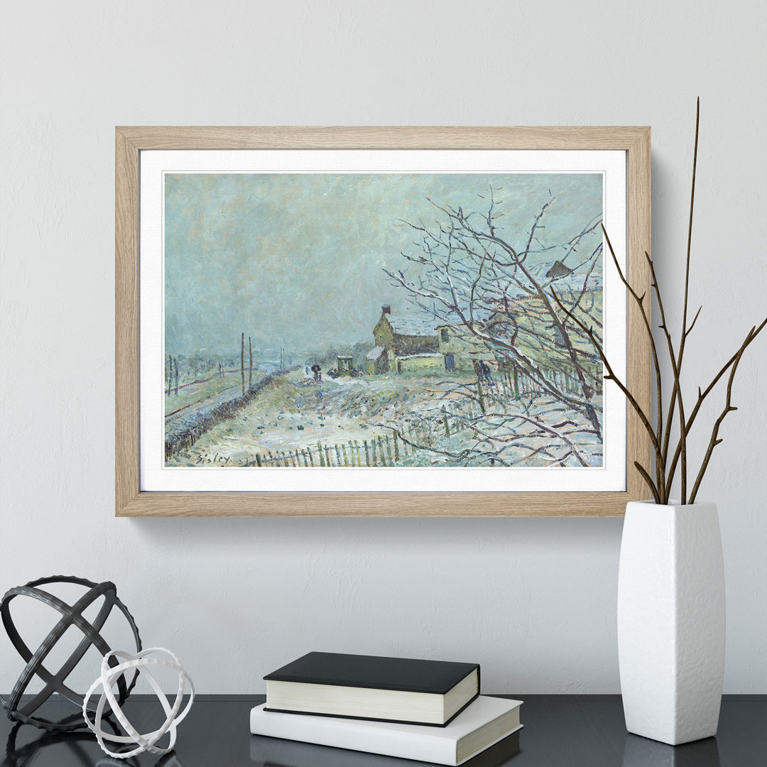 First Snow at Veneux-Nadon by Alfred Sisley - Framed Print