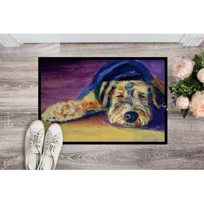 Tapis de porte d’extérieur anti-dérapant airedale terrier