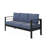 4-Piece Modern Aluminum Patio Conversation Set,  5-Seat Outdoor Sofa With  Thick Blue Cushions & Black Frame And Coffee Table-138598118-138598123