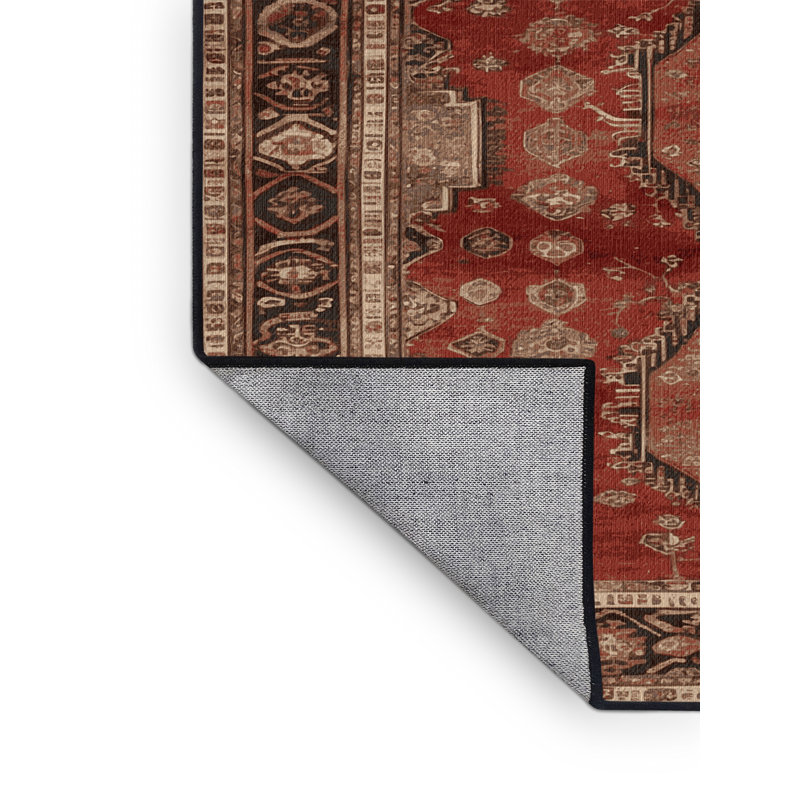Tapis brun turc lavable à la machine, Carré 5 pi