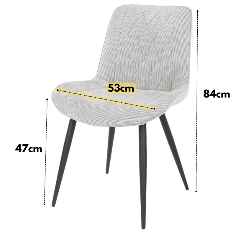 Kalie Pair of Upholstered Diamond Stitched Dining Chairs, White