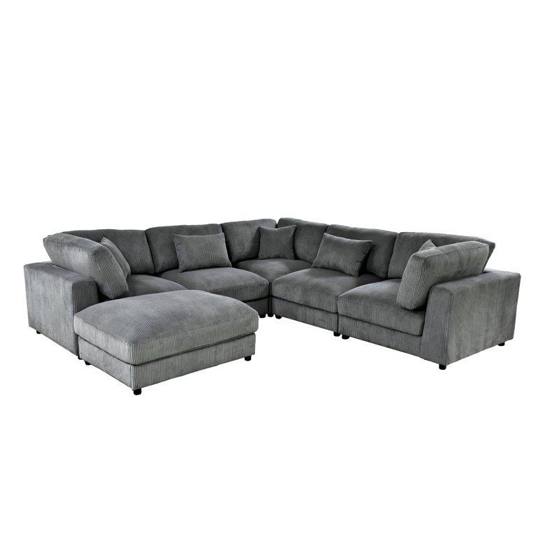 Canapé modulaire Middale, Midnight Gray Corduroy