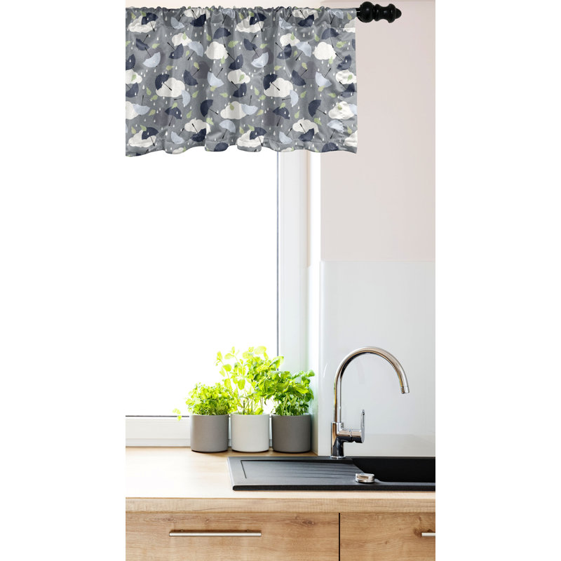 Pale Green and White Rain Pattern Satin Valance Set