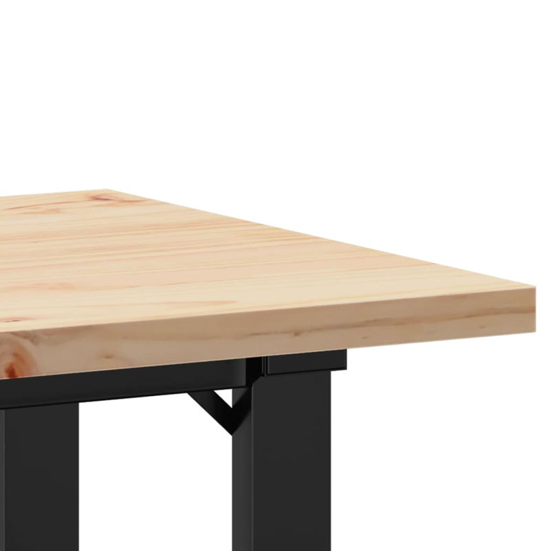  Dining Table O-Frame 19.7"X19.7"X29.7" Solid Wood Pine And Steel, 29.7"H x 19.7"L x 19.7"W