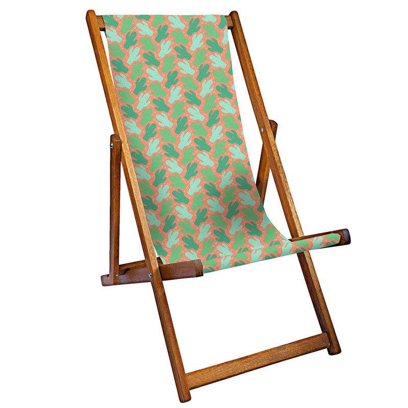 Cava Folding Deck Chair, Orange/Green