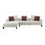 Canapé modulaire moderne en tweed beige avec méridienne orientée vers la gauche - coussins marron et beige, pieds en métal noir