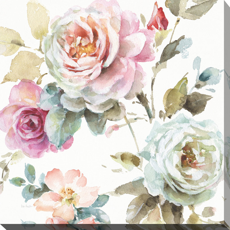 «Beautiful Romance V», reproduction de peinture à l'aquarelle, H 28 po x l 28 po x P 1,5 po, Toile tendue