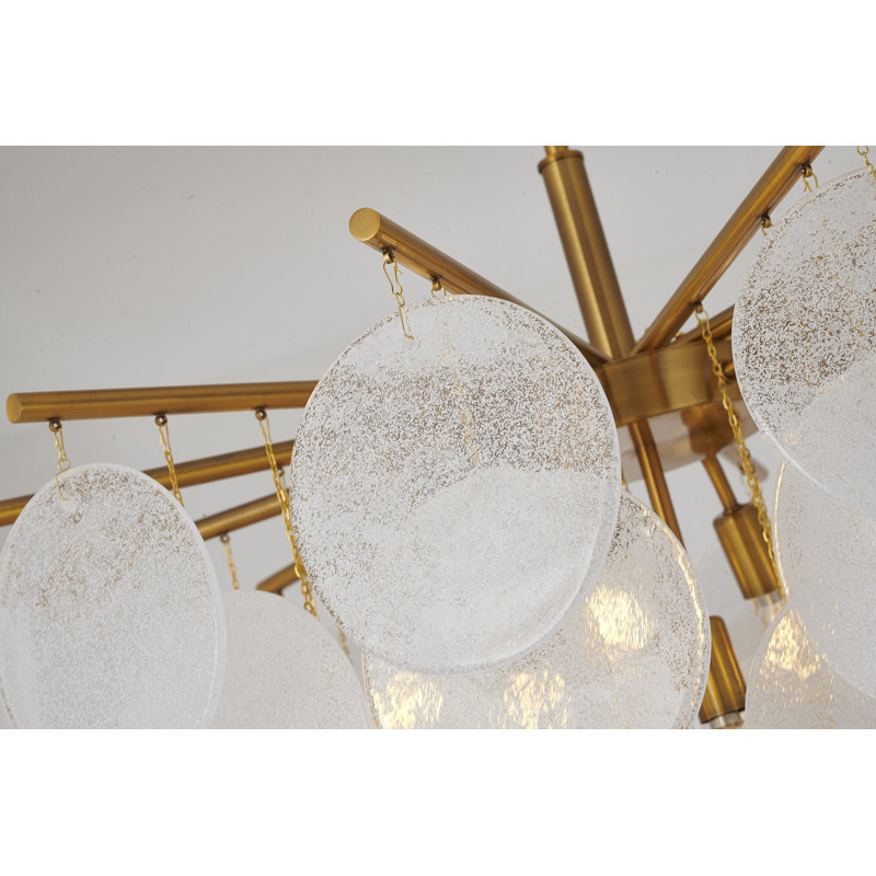 Transitional 3 Light Antique Brass Glass Chandelier