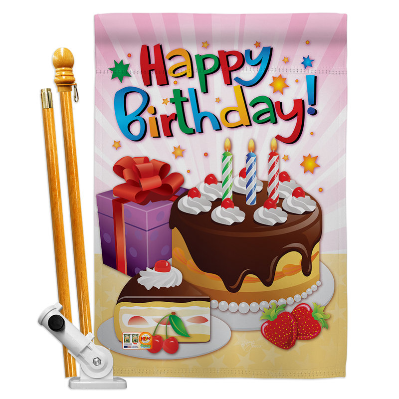 Double Sided 40'' H x 28'' W Polyester Birthday Flag Set