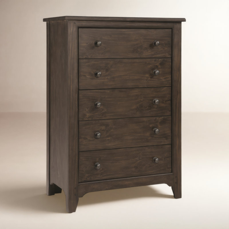 Commode 5 tiroirs Mabank, Roche de rivière brune