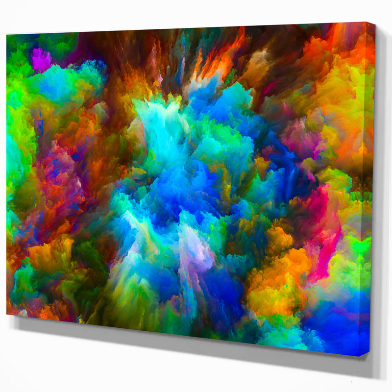 Colour 3D Explosion - Wrapped Canvas Print, 12" H x 20" W x 1" D