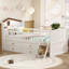 Cadre de lit simple avec rangement à 4 tiroirs, cadre de lit en bois pour enfants, lit plateforme simple avec tête de lit et échelle de garde-corps, aucun sommier requis, assemblage facile, blanc