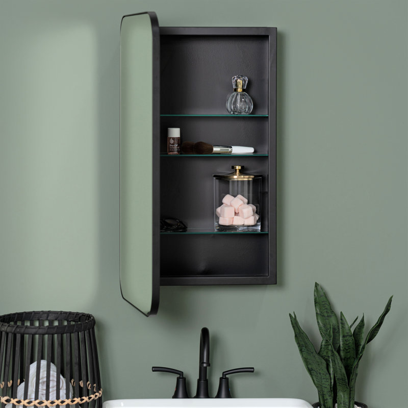 Eaton Medicine Cabinet, Recess and Surface Mount, Black