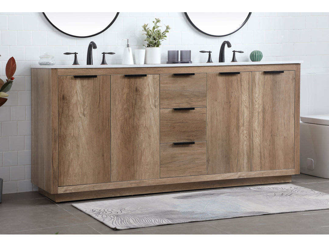 Broadlands 72'' Double Bathroom Vanity with Engineered Marble Top Breakwater Bay