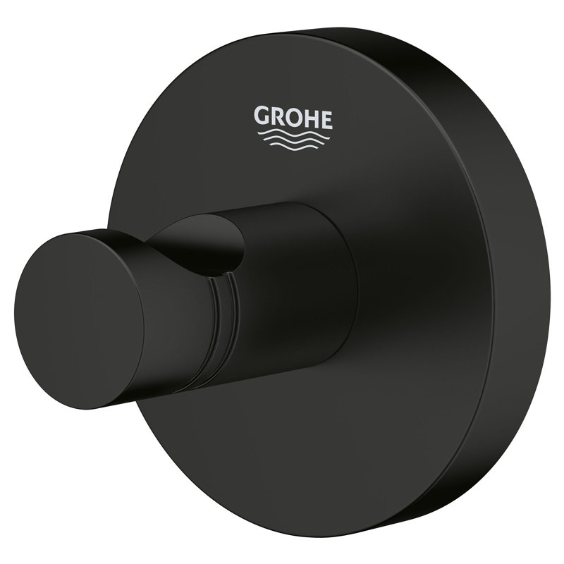 Essentials Wall Mounted Robe Hook, Matte Black