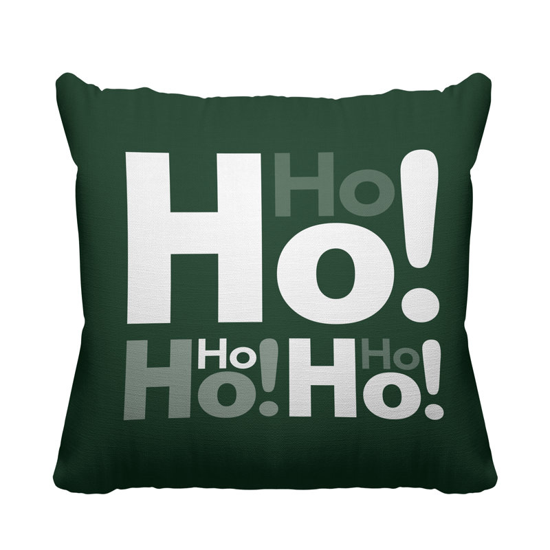 Coussin intérieur / extérieur Hohoho Christmas, L 15 po x H 15 po, Sauge