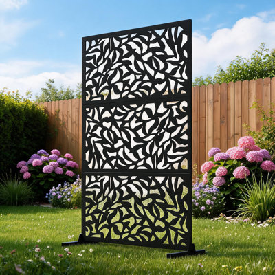 Écran d'intimité extérieur en métal robuste - Paravent autoportant antirouille, Panneau de clôture décoratif élégant pour jardin, terrasse, balcon ou porche, acier galvanisé, conception multifonctionnelle
