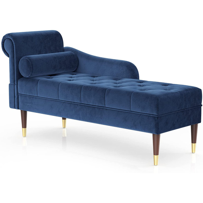 Hymes Velvet Chaise Lounge, Blue