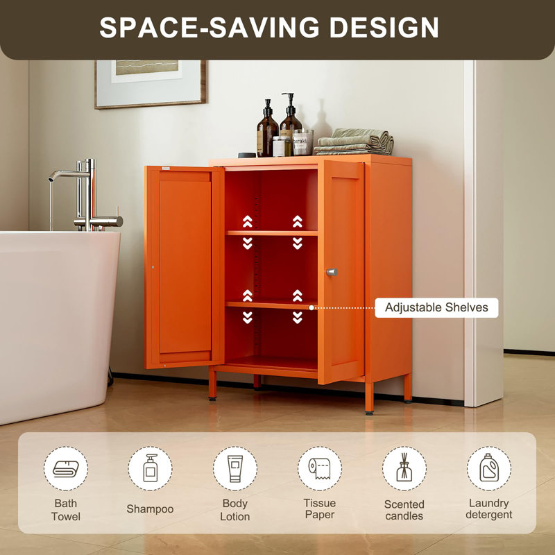 Bathroom Floor Storage Cabinet, Orange