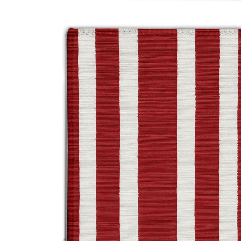 Tapis intérieur / extérieur rouge HorizontalStripes, Rectangulaire 2 pi x 3 pi