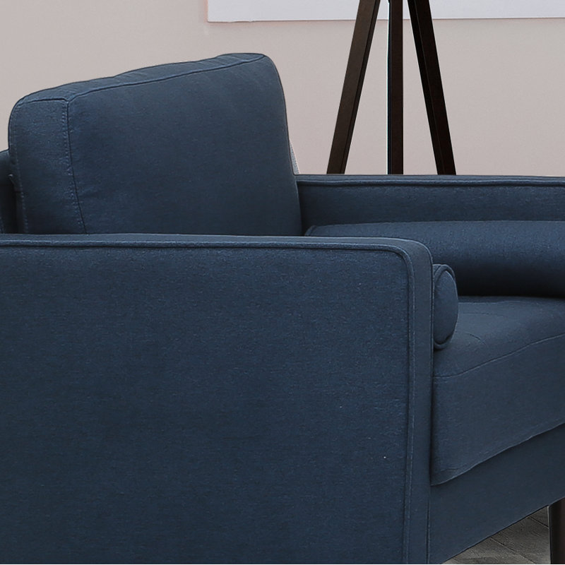 Garren 52.4" Square Arm Tufted Loveseat, Navy Blue Linen