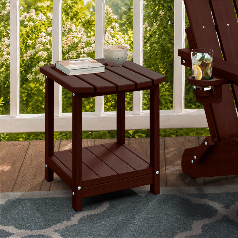 Table de bout d'extérieur en PEHD Adirondack, Brun